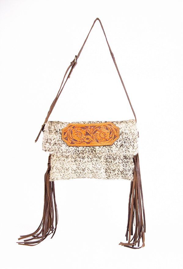 Bolsa cowhide fringe talhado
