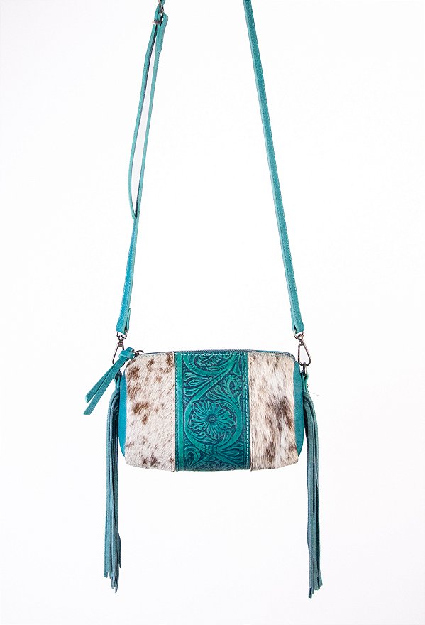 bolsa cowhide turquesa