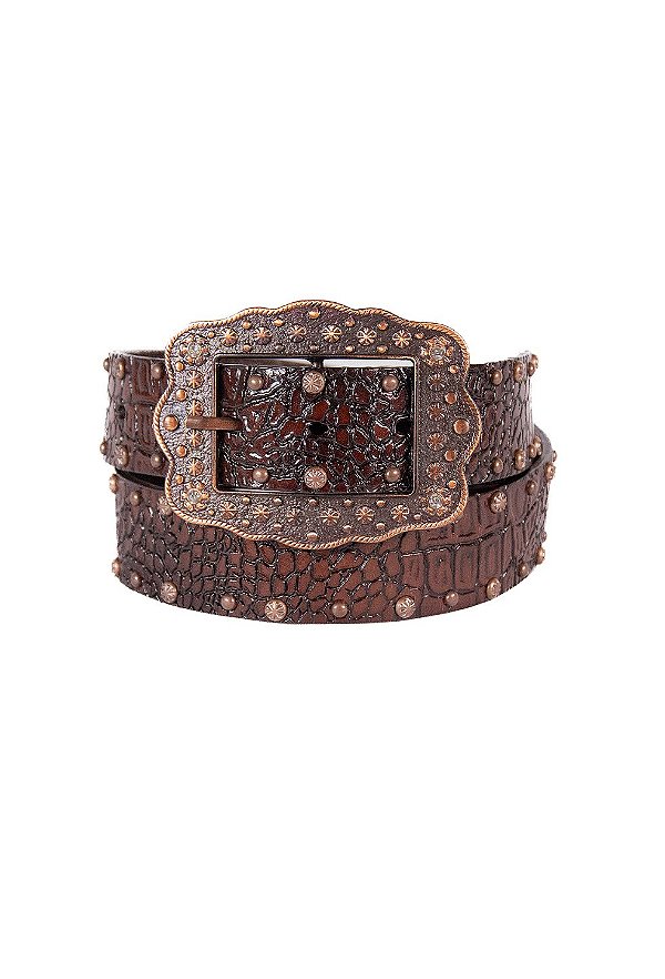 cinto croco marrom Bronze