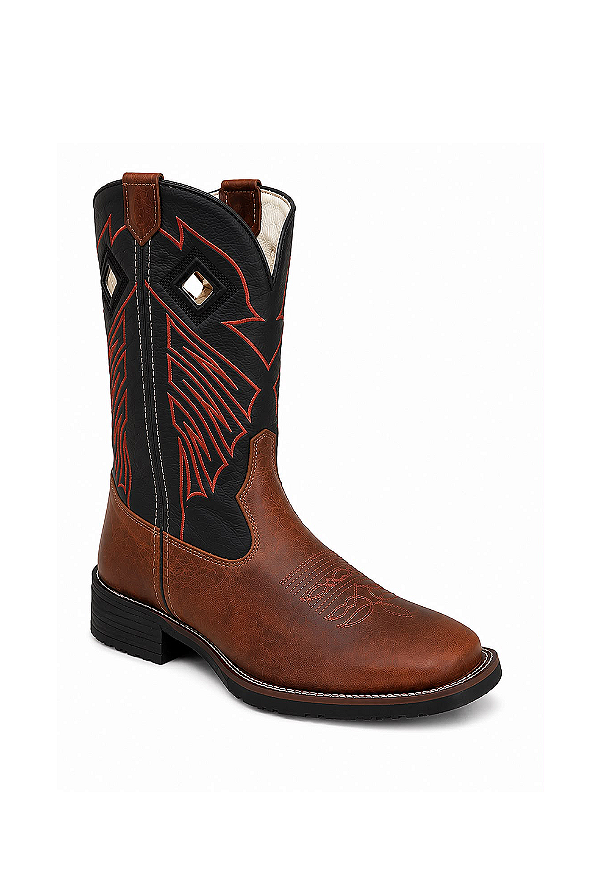 Bota masculina Flex couro amendoa e preta