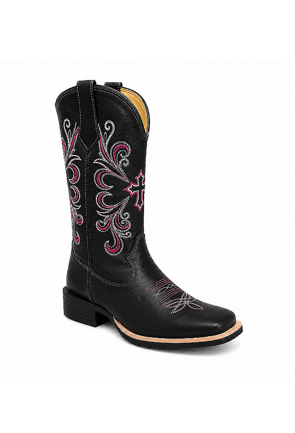 Bota Western Feminina Black Cross