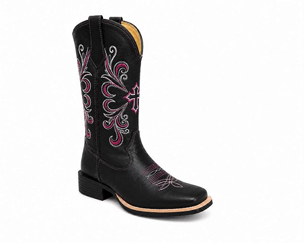 Bota Western Feminina Black Cross