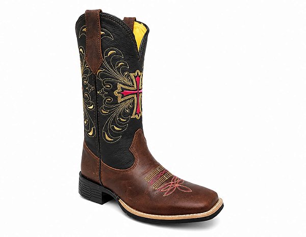 Bota Western Feminina Brown Cross