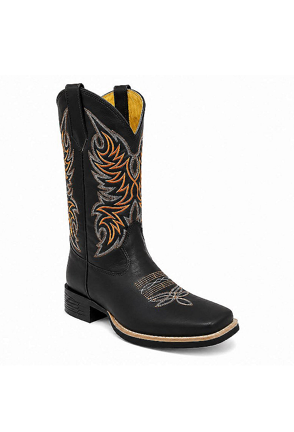 Bota Western Unissex Black Orange
