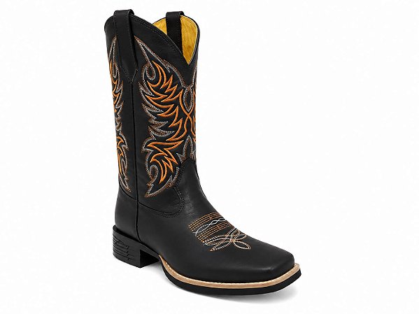Bota Western Unissex Black Orange