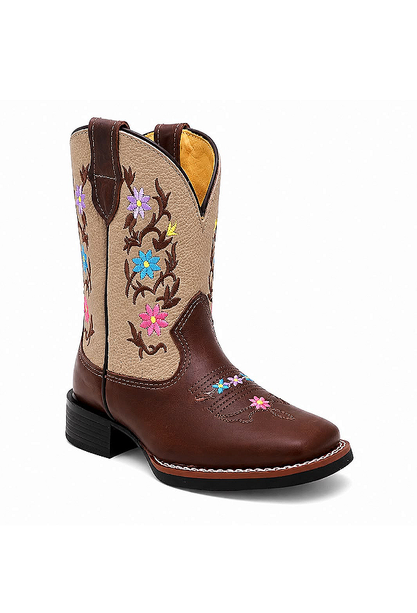 bota infantil western floral