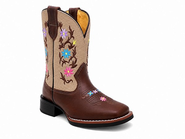 bota infantil western floral
