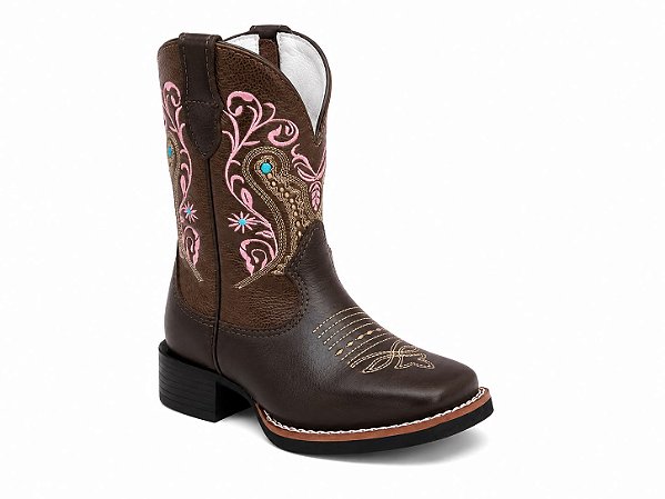 bota infantil western pink