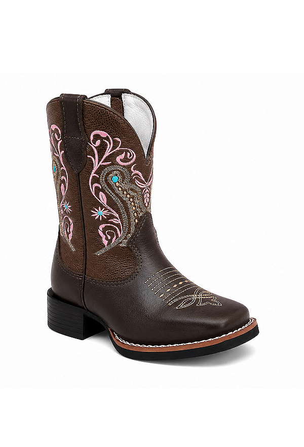 bota infantil western pink