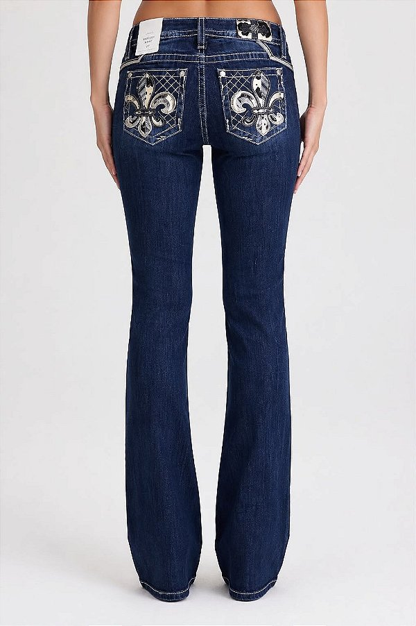Calça Feminina Jeans Miss Me Fleur de lis Cow