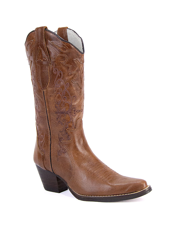 Bota Feminina Stable Brand Marrom Bordada