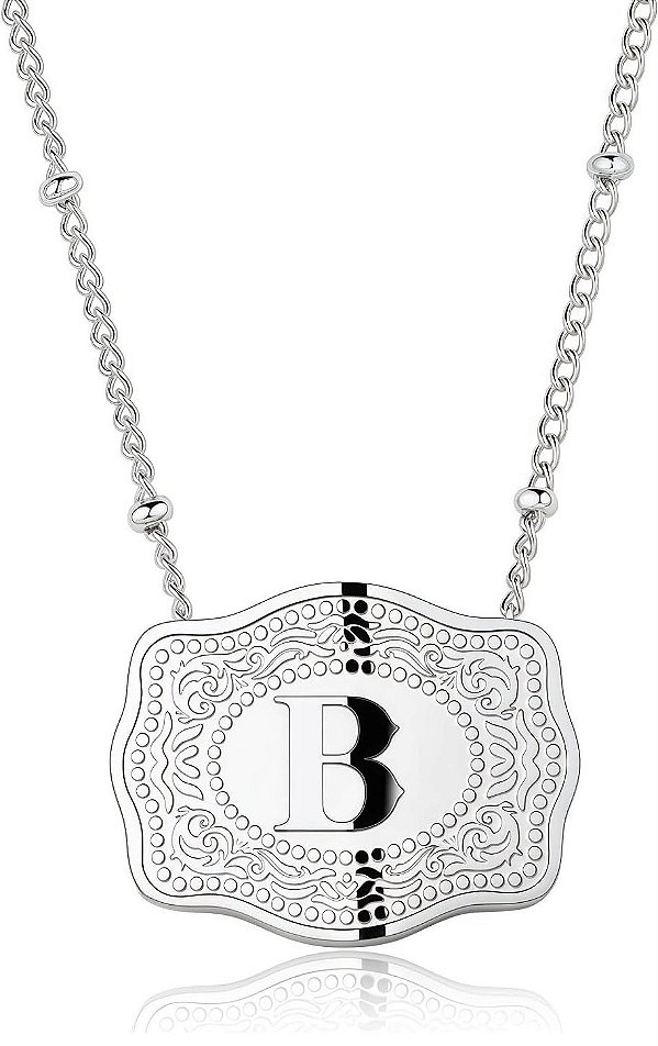 colar fivela inicial prata B