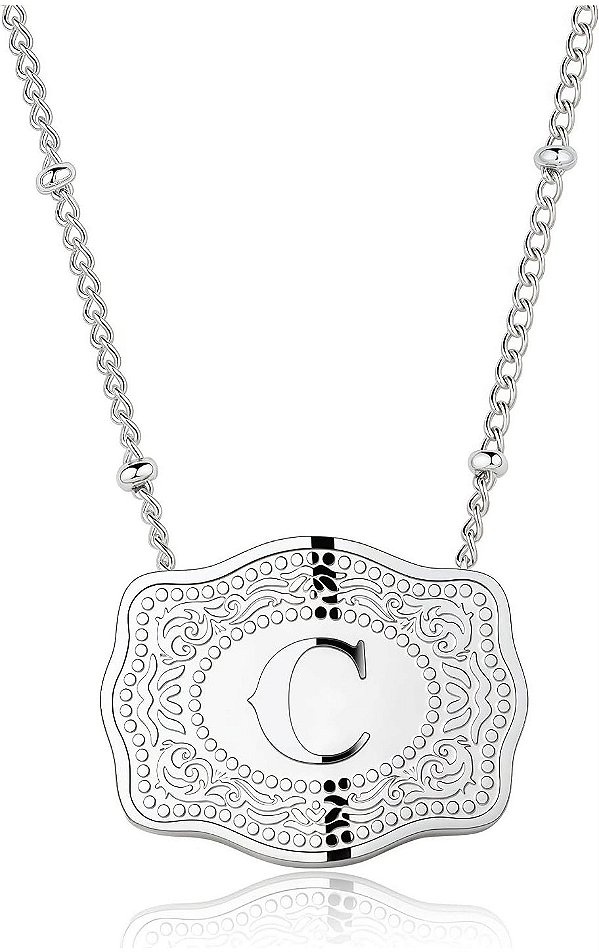 colar fivela inicial prata C