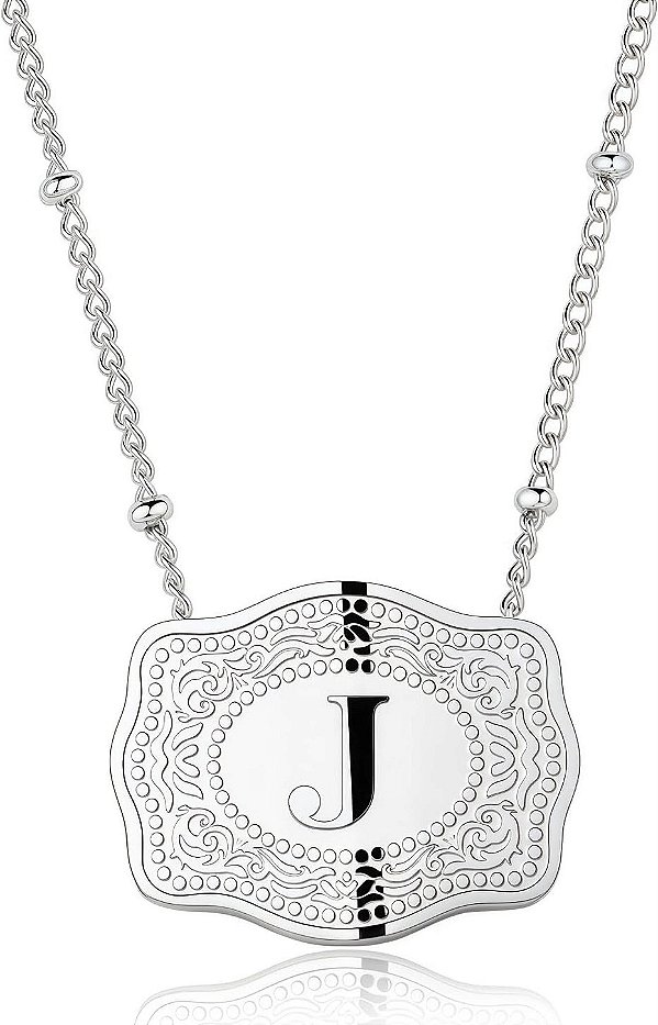 Colar fivela inicial prata J