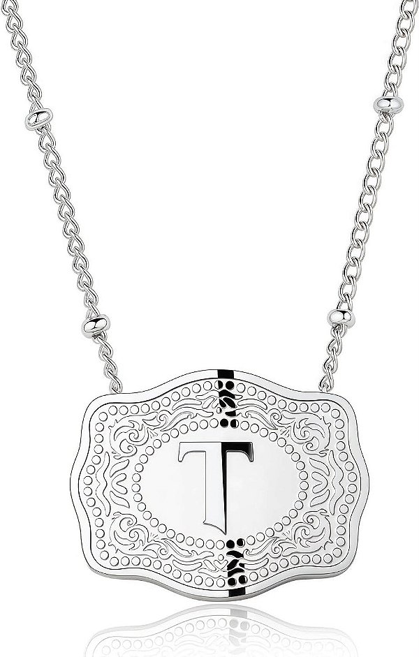 Colar fivela inicial prata T