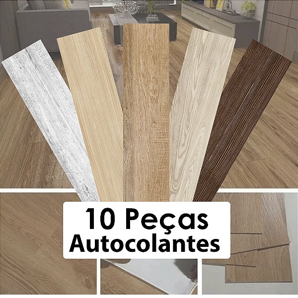 Kit 10 Porcelanato Autocolante Adesivo Para Piso Brilhante Vinílico 3d Impermeáv