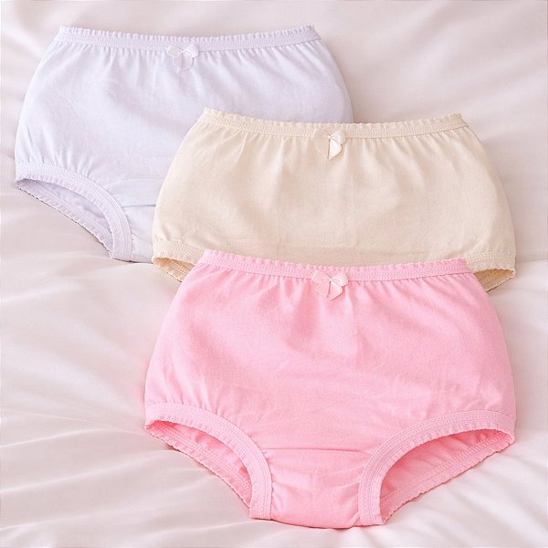 Calcinha infantil com laço - Kit com 3 peças