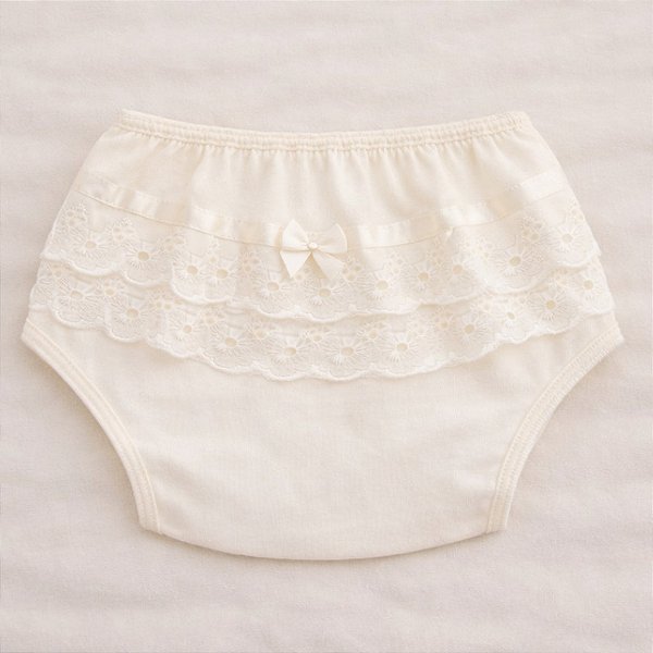 Calcinha Infantil com Laise e Laço de Cetim