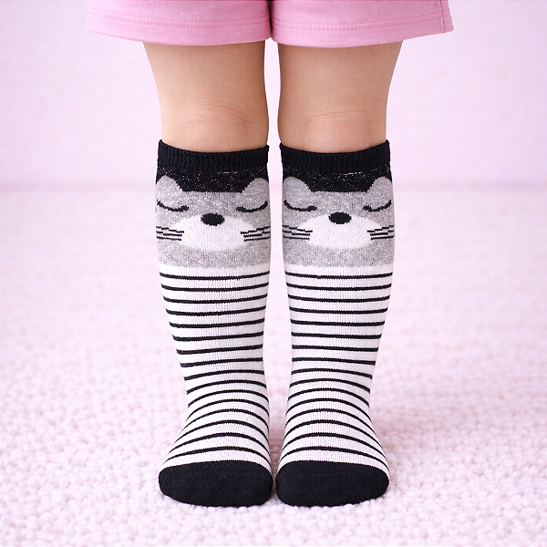 Meia 3/4 Infantil de Algodão - Gato