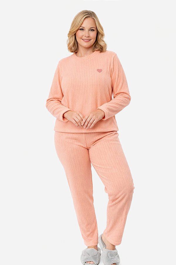 Pijama feminino longo canelado aveludado - 2160