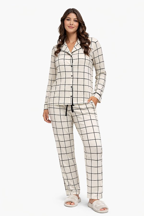 Pijama feminino longo americano - Luva de Pelica 2204