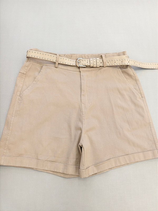 Short - sarja com elastano - cor Caqui