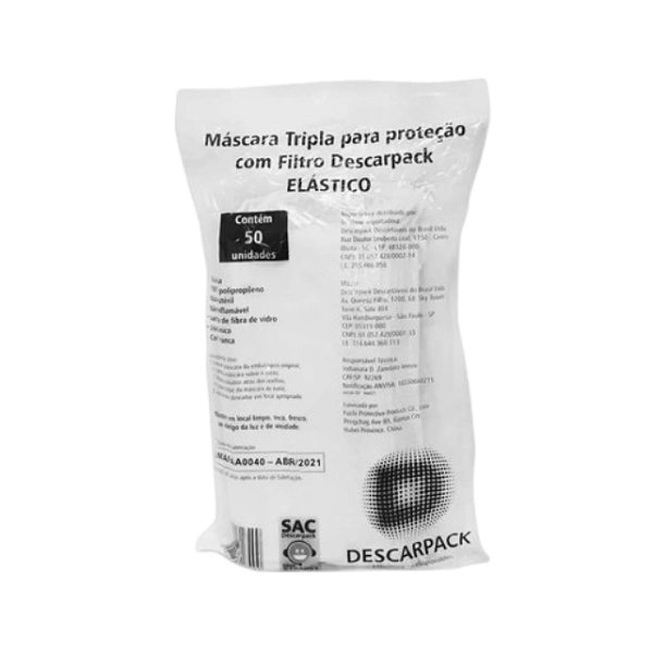 Máscara Cirúrgica Tripla Descartável (50un)