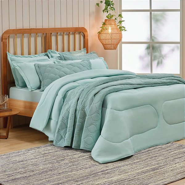 Kit Cama Atlântica: Edredom Casal Queen + jogo de cama 3 Pçs (Ref 43691):