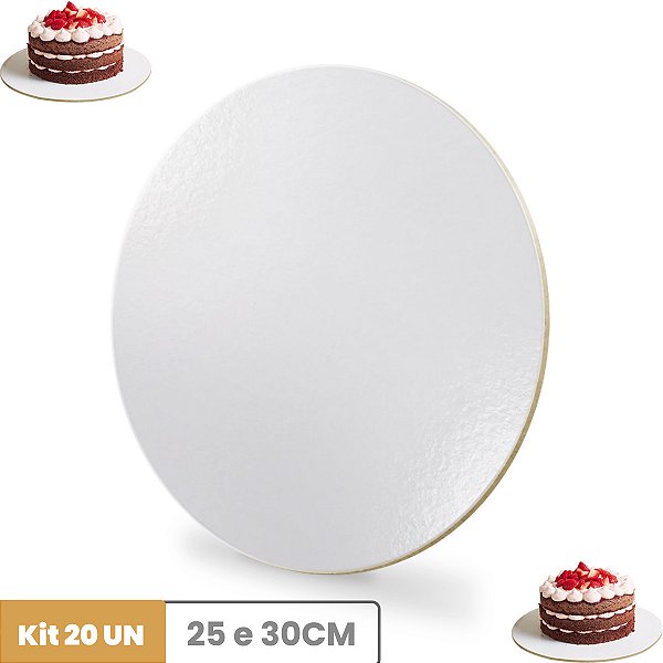 Cake Board Kit C/20 MDF 3mm Confeitaria 25 e 30Cm Tábua Bolo