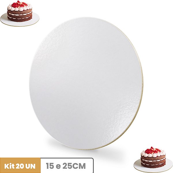 Cake Board Kit C/20 MDF 3mm Confeitaria 15 e 25Cm Tábua Bolo