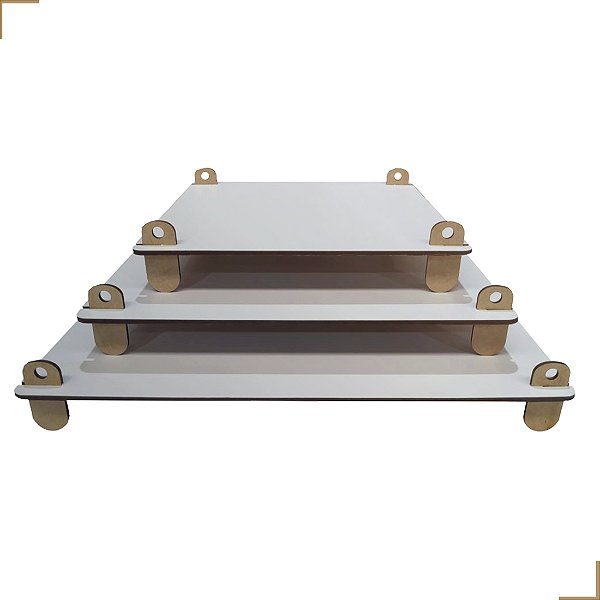Bandeja Para Bolo em MDF Branco Pés Desmontáveis