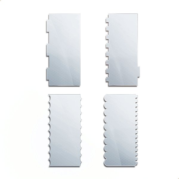 Espátula 15cm Acrílico Alisador Bolo Confeitaria Kit 4 Un