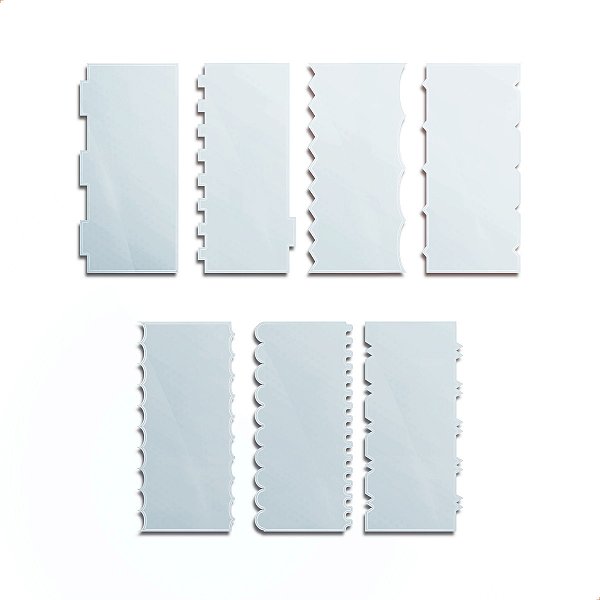 Espátula 20cm Acrílico Alisador Bolo Confeitaria Kit 7 Un