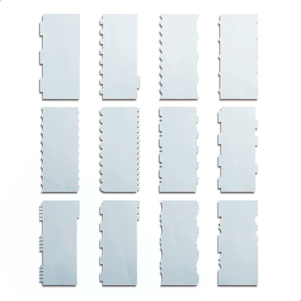 Kit 12 Espátulas Decorativa Para Confeitaria Com 24 Desenhos Diferentes 20x07cm