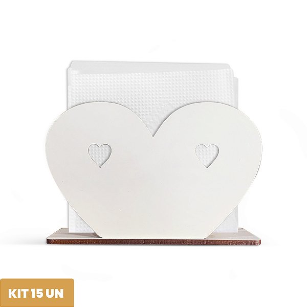 Porta Guardanapo Coração Decoração Mdf 12cm Kit 15