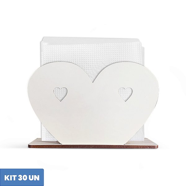 Porta Guardanapo Coração Decoração Mdf 12cm Kit 30