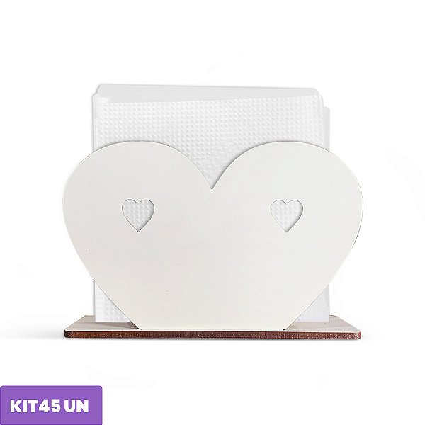 Porta Guardanapo Coração Decoração Mdf 12cm Kit 45