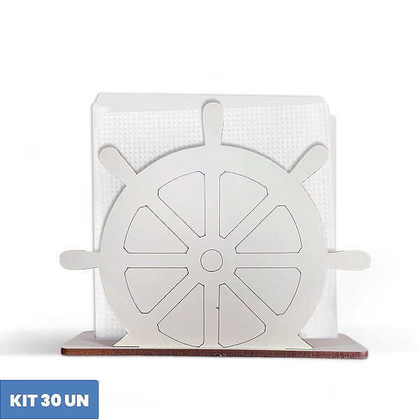 Porta Guardanapo Roda Leme Navio Marinheiro Mdf 12cm Kit 30