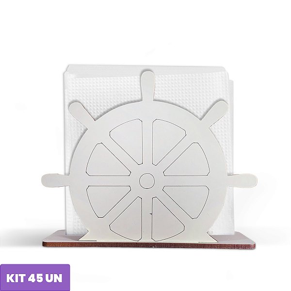 Porta Guardanapo Roda Leme Navio Marinheiro Mdf 12cm Kit 45