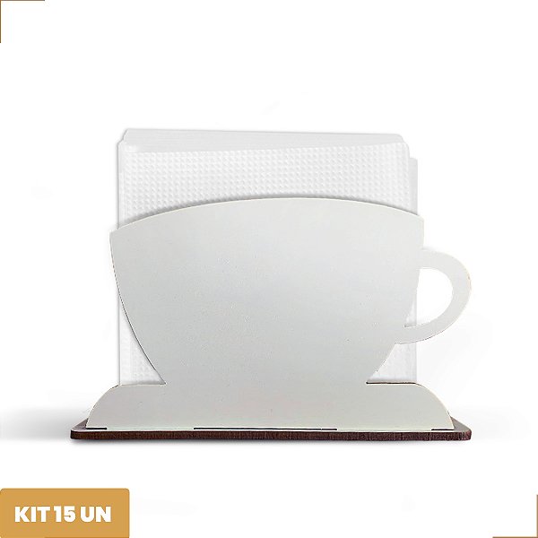 Porta Guardanapo Xicára Café Chá Decoração Mdf 12cm Kit 15