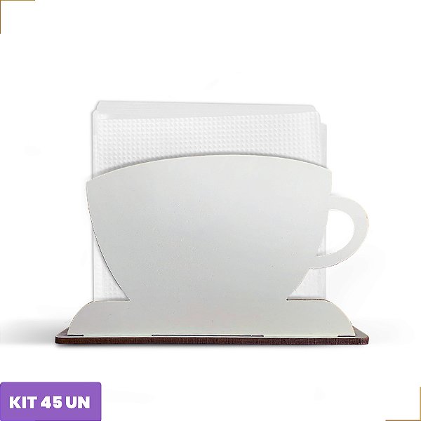 Porta Guardanapo Xicára Café Chá Decoração Mdf 12cm Kit 45