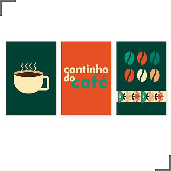 Placa Quadro Decorativo Cantinho do Café Em MDF 30x20cm Kit 3
