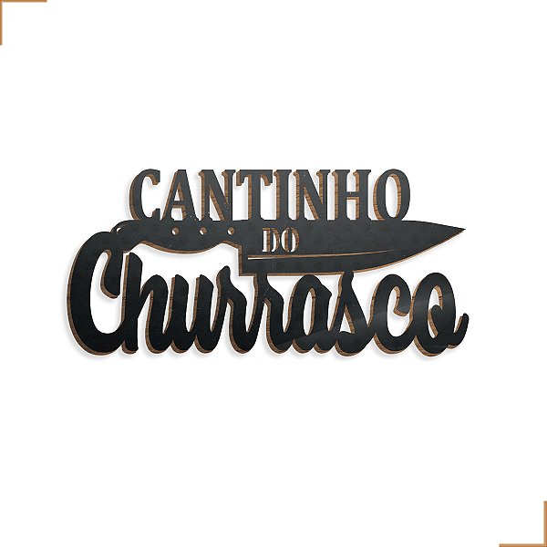 Cantinho Do Churrasco Faca em Mdf Preto Kit Aplique 34x16 cm