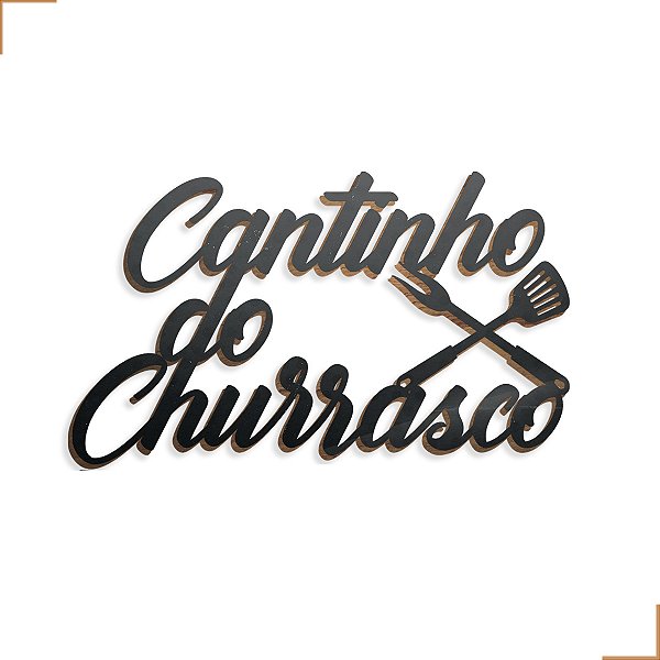 Cantinho Do Churrasco Garfo em Mdf Preto Kit Aplique 34x20 cm