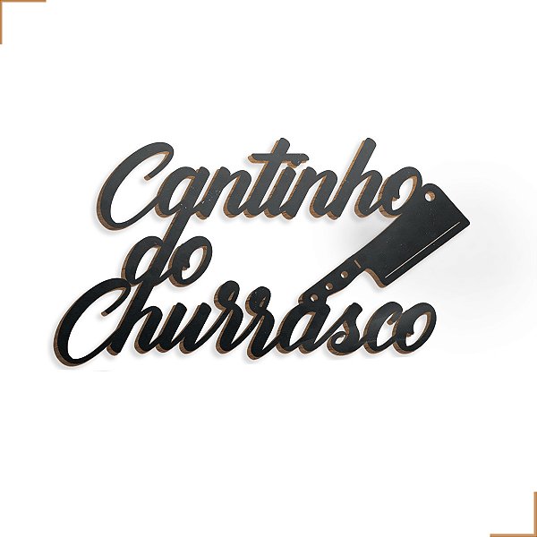 Cantinho Do Churrasco Cutelo em Mdf Preto Kit Aplique 34x19 cm
