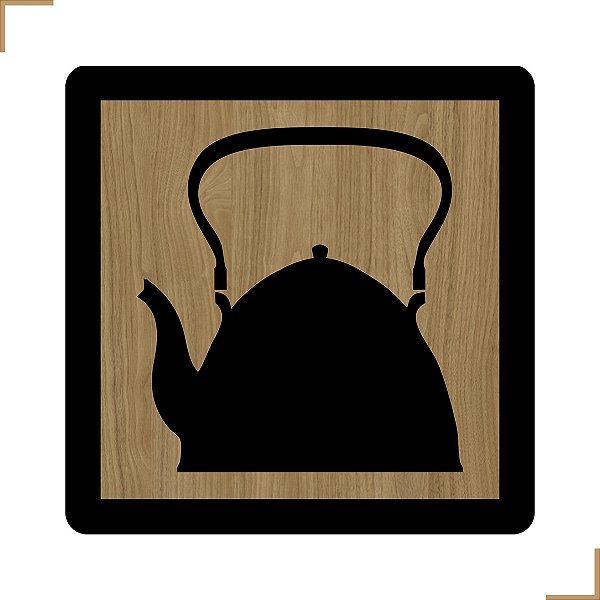 Placa Quadro Decorativo Chaleira Em MDF 20x20cm