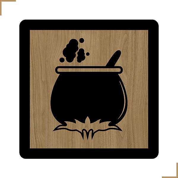 Placa Quadro Decorativo Caldeirão Em MDF 20x20cm