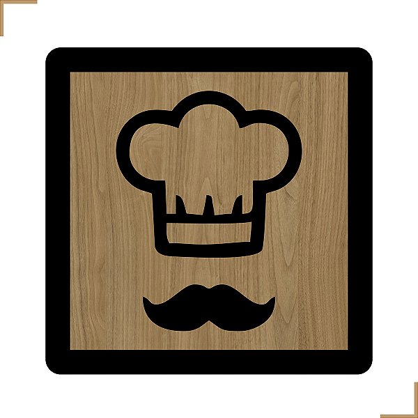 Placa Quadro Decorativo Chapéu Bigode Em MDF 20x20cm