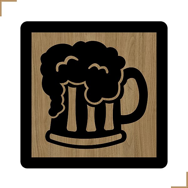 Placa Quadro Decorativo Caneca de Chopp Em MDF 20x20cm