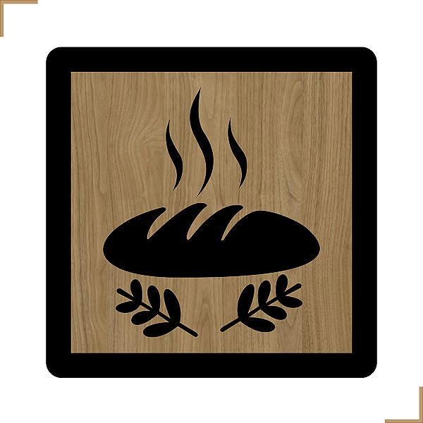 Placa Quadro Decorativo Pão Em MDF 20x20cm